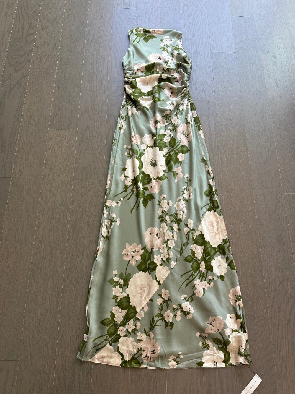 Reformation ANAIIS Silk Maxi Dress Tarragon Green Floral - Size 0 - with tags - Picture 2 of 10